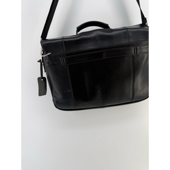 Kenneth Cole Reaction Unisex Black Leather Risky Business Messenger Bag Laptop - Picture 6 of 16